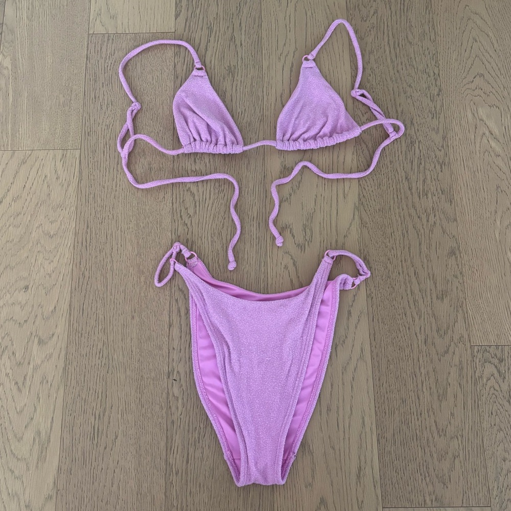 Pacsun / LA Hearts Sparkle Pink Bikini Set